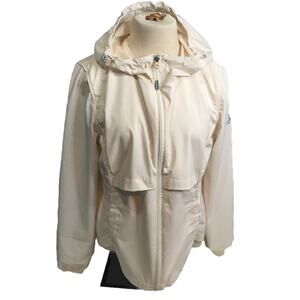 Women’s Gerry Cream Ivory Full Zip Hooded Windbreaker Size Medium